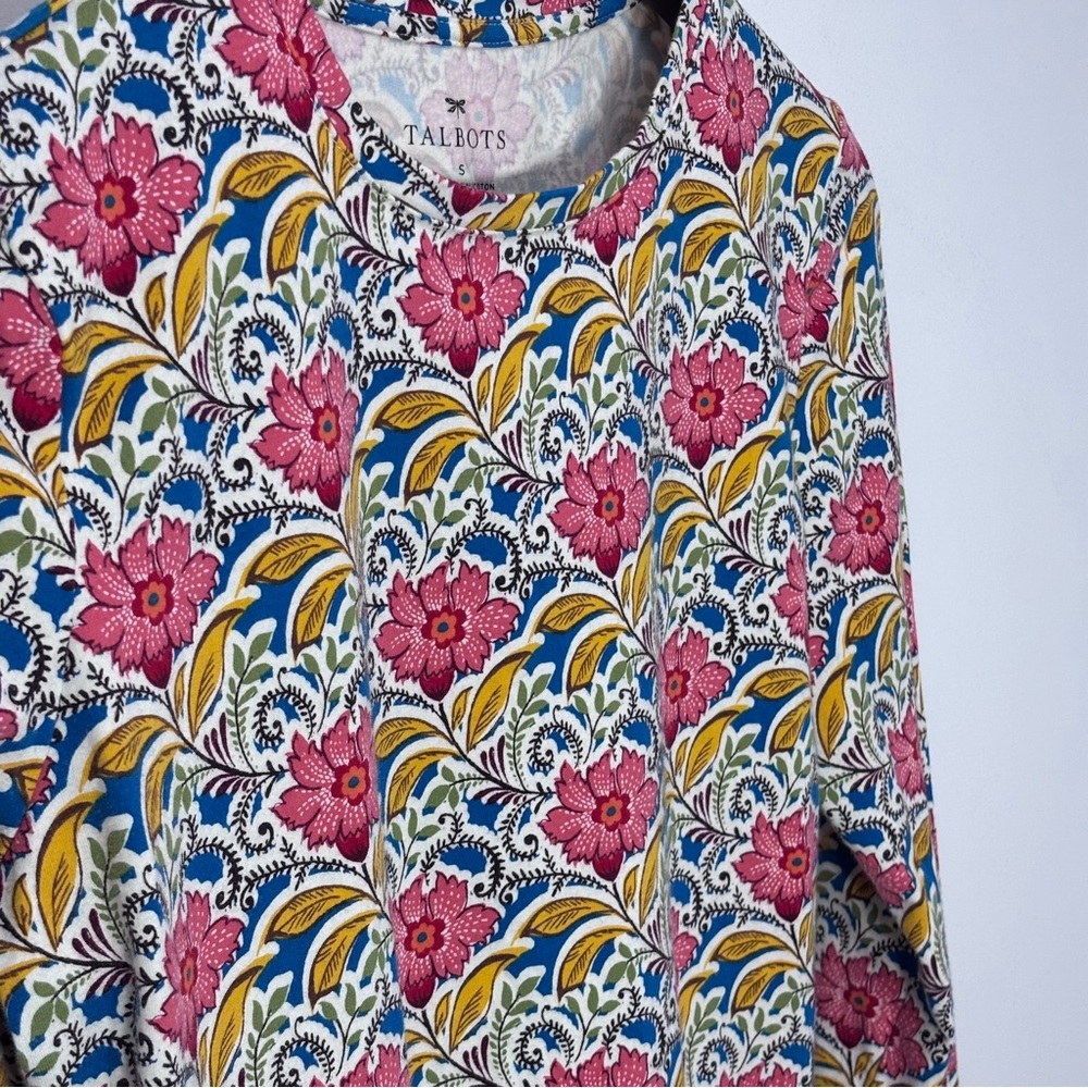 Talbots Floral Long Sleeve Top - Pink, Blue, Yellow
